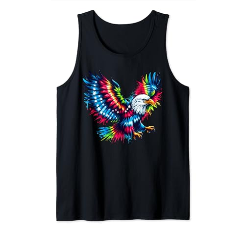 Cool Eagle Bird Spirit Animal Ilustración Tie Dye Art Camiseta sin Mangas