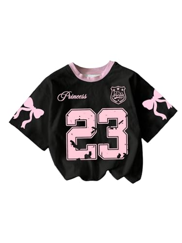 WDIRARA Girl's Jersey Shirts Number Graphic Print T Shirt Short Sleeve Summer Tops