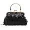 BAGSBLACK Bolso de Fiesta Negro para Mujer, Pequeño Clutch de Mano con Lentejuelas Brillantes, Cadena Dorada y Cierre Metálico Elegante, Bolso de Noche ideal para Bodas y Eventos.