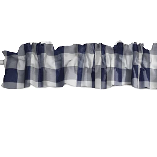 Zen Creative Designs Poplin Buffalo Gingham Checkered Sleeve Topper Window Valance Top Bottom Ruffle Country Farmhouse Home Décor Bedroom Nursery Kitchen Window (58