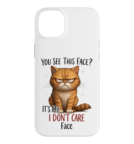 I Don't Care Face Cat �ʔ��� ���֐S�ȔL �X�}�z�P�[�X iPhone 14 Plus �p