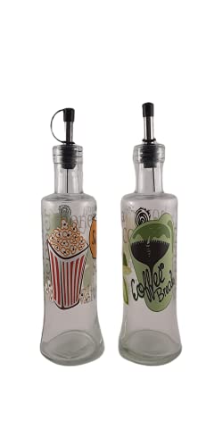 Set, Juego de Aceitera y Vinagrera 300ML para tu cocina, Kit 2 Botellas de Cristal para Aceite y Vinagre, Pack para Aliño, Aliñar