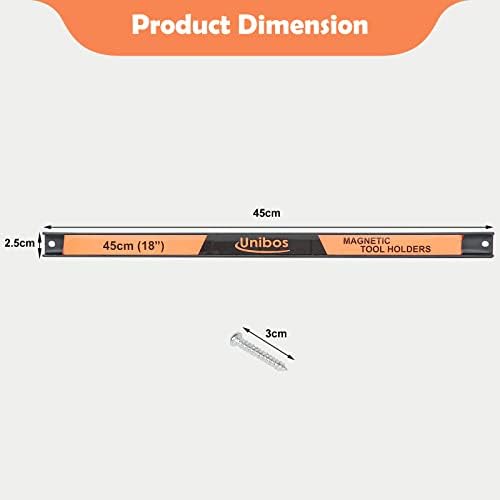 Unibos Magnetic Tool Holder Rack Set of 3 - 24 Inch Heavy Duty Garage Wall Holder Strip for Tools - Tool Bar with Magnet for Screwdriver Wrench (18 Inches)