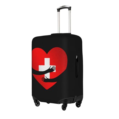 Travel Luggage Cover Swiss Flag Heart Fashion Washable Baggage Suitcase Protector Fit For Luggage X-Large2