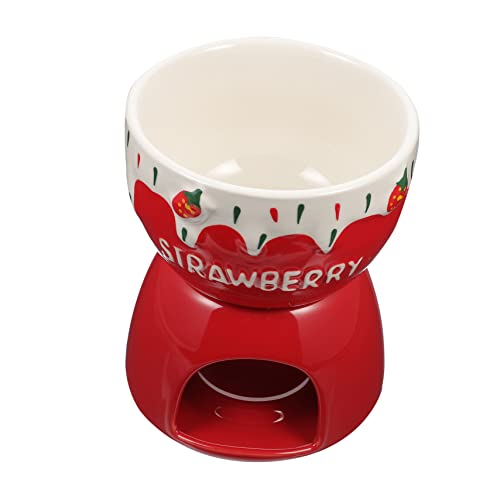 SOLUSTRE 1Set Chocolate Melting Pot Stylish Ceramic Fondue Pot for Cheese Chocolate Ice Multi Functional Strawberry Design for Parties Winter