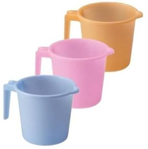 Image of Milton Virgin Plastic Bathroom Mug|Simple Design & Unbreakable Material| Size 13 x 13 x 12 CM, Pack of 3 (Blue and Pink)