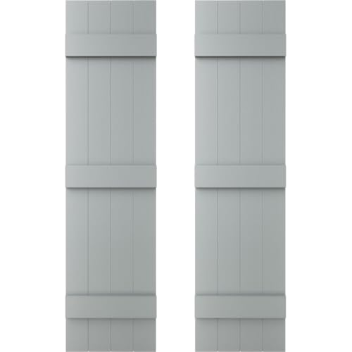 14 in. W x 63 in. H Builders Edge, TailorMade Four Board Joined (3 Batten), Board-n-Batten Shutters, Includes Matching Installation Spikes (Per Pair), 945 - Platinum