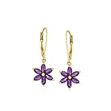 Ross-Simons 1.60 ct. t.w. Amethyst Flower Drop Earrings in 18kt Gold Over Sterling