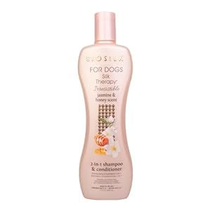 BioSilk for Dogs Silk Therapy Irresistible 2-in-1 Shampoo and Conditioner, Jasmine and Honey Scent, Hydrolyzed Silk Proteins, Paraben Free, pH Balanced for Dogs, Safe 8 Weeks+, 12 fl oz