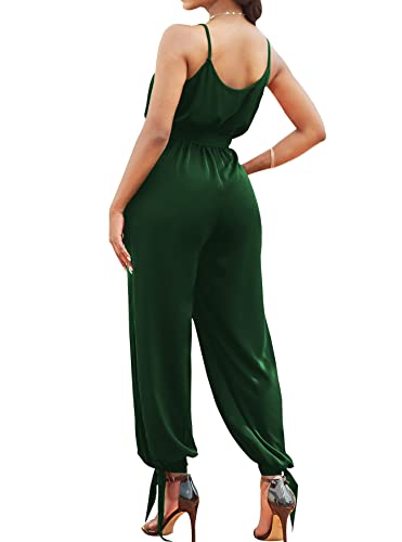 Hannahzone Women's Casual Adjustable Spaghetti Strap Jumpsuits Bodycon Sleeveless Long Pants Elegant Rompers With Pockets #TOP1