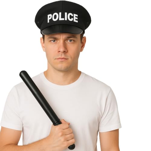 Black Plastic Police Truncheon Baton Fancy Dress Accessory For Officer Themed Law Enforcement Masqurade Costume Party
