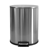 ゴミ箱 50L ペダル 足踏み ふた付き ペダル開閉式 縦型 ステンレス ゆっくり静かにフタが閉まる ゴミ袋が見えない 50リットル ダストボックス ペール 蓋つき ごみ箱 臭い漏れ防止 インテリア リビング キッチン 北欧 (シルバー, 50L)