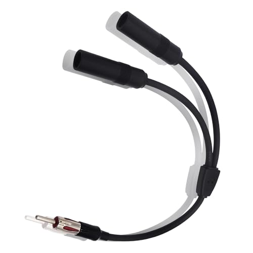 Jitrendo 1 Pcs Black Car Am Fm Radio Antenna Splitter Adapter Car Antenna Splitter,1 Male and 2 Female Y Adapter Connectors,Suitable for Cars, SUV, Truck Car Antenna Adapter