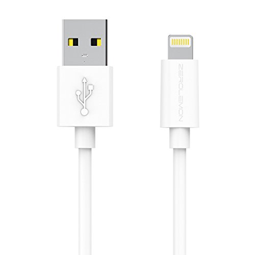 [Apple MFi Certified] ZeroLemon Lightning to USB Plastic PVC Cable 3.2 Feet / 1 Meter + Enhanced Plastic Cap for iPhone, iPod and iPad [2 Year Warranty]- PVC White