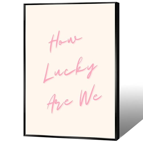 Trendy Pink How Lucky Are We Canvas Wall Art Retro