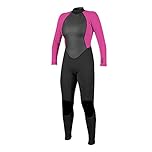 O'Neill Wetsuits Women's Reactor Ii 3/2mm Back Zip Full Wetsuit, Black/Berry, 16 UK