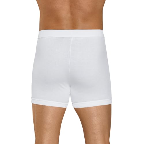 Image of Men's 100% Cotton High Waist Regular Fit Solid Boxer Briefs Innerwear Long Trunks Plus Size Full Underwear