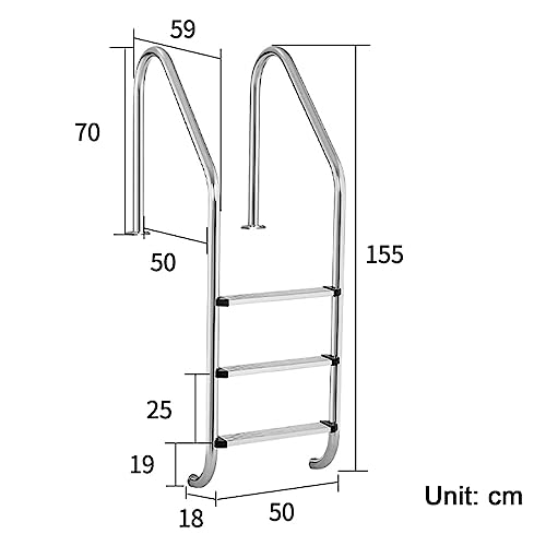 Escalera para piscina de acero inoxidable 2 peldaños miniatura 3