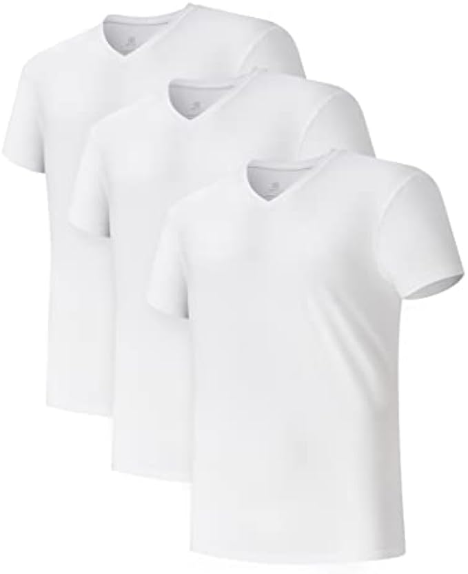 DAVID ARCHY Men's Undershirts Micro Modal Ultra Soft T-Shirts Stretch Moisture-Wicking V-Neck Tees for Men, 3-Pack