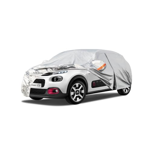 Kayme Bâche Voiture Étanche Respirante Compatible avec Citroen C3 (2002-2025), 6 Couches Housse de Protection Voiture Extérieur, Contre Pluie Soleil Poussière avec Zip et Doublure en Coton.