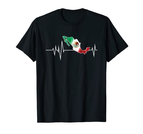Flag Country Heartbeat Mexican Mexico Flags World Map T-Shirt