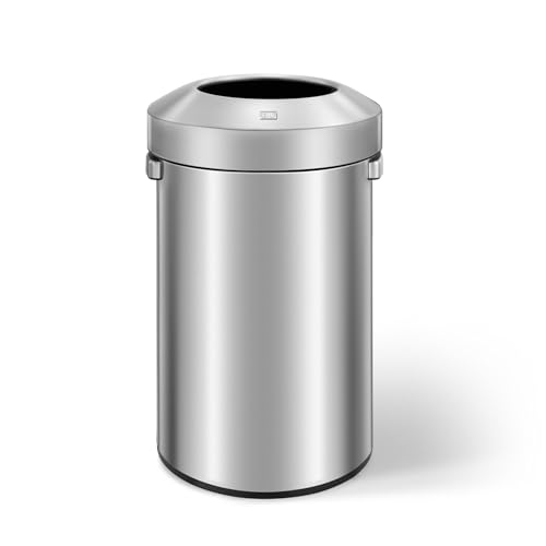 Poubelle EKO couvercle ouvert 90l inox brossé grand volume