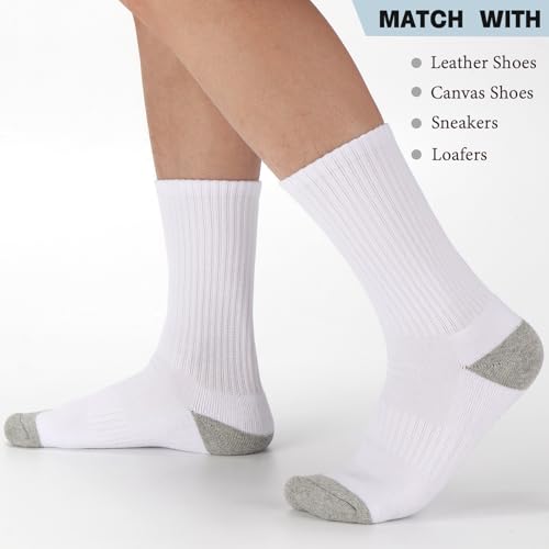Image of Ultrafun 5 Pairs Striped Crew Socks Cotton Cushioned Athletic Sports Running Socks for Men Women Teens