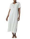 AmeriMark Womens Caftan Loungwear House Dress Long Nightgown V Neck with Pockets Gray 2X