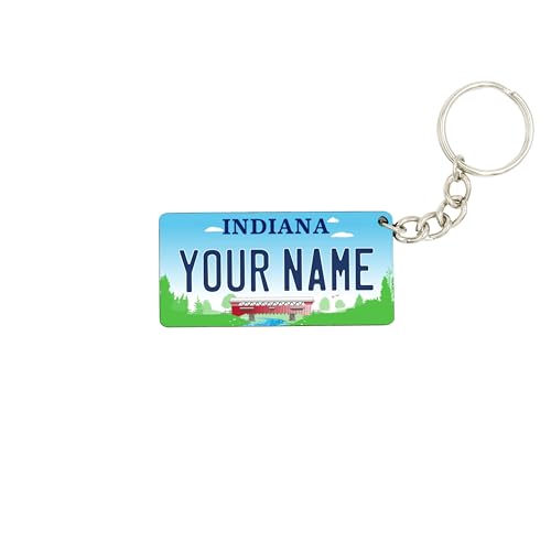 License Plate Keychain - Personalized (INDIANA) Multicolor