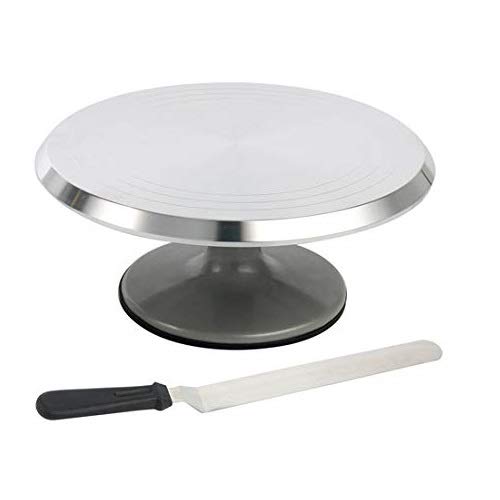 YaeTek 12" Platform Extremely Smooth Rotating Cake Stand Revolving Cake Turntable with Bonus Icing Spatula
