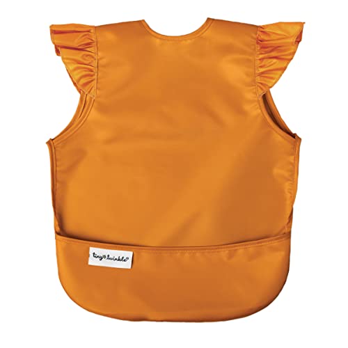 Image of Tiny Twinkle Mess Proof Baby Bib - Waterproof & Lightweight Baby-Led Weaning Apron | 100% Recycled Polyester, Easy Clean & Machine Washable (Cinnamon, Small 6-24 Months)