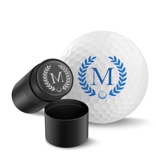 fullking Monogram Initial Self-Inking Marker Golf Ball Stamp Personalized Quick Dry Permanent Ink Reusable Golf Ball Marker to Identify Balls Ideal Golfer Gift(M)