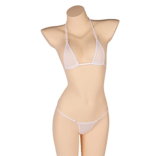 Linvme Women's Extreme Sexy Hot Silk Micro Bikinis Set Mini Thong Swimwear White #TOP4