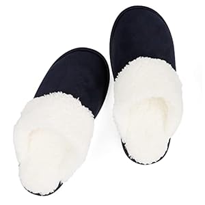 riemot Women’s Men’s Furry Warm Slippers, Memory Foam Slippers Comfortable Closed Toe House Slippers Shoes Anti Slip Bedroom Sandals Lightweight Winter Indoor Slippers