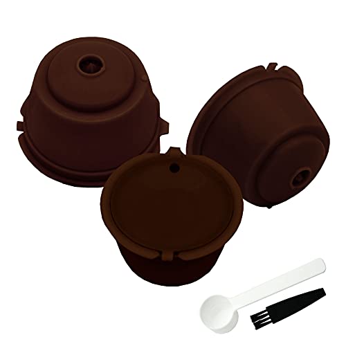 LIGICKY - Juego de 3 cápsulas de café rellenables para cápsulas de café Nescafe Dolce Gusto reutilizables con cuchara y cepillo de limpieza