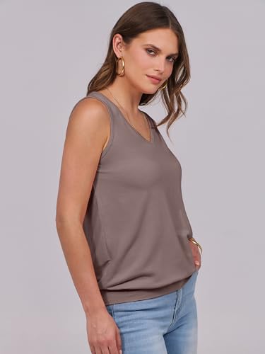 Image of ANRABESS Women Tank Tops Summer V Neck Sleeveless Casual Loose Fit Cute Cami Basic T Shirts Solid Tees 2026 Trendy Outfits