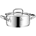 WMF Gourmet Plus Kochtopf klein 20cm, Metalldeckel mit Dampföffnung, Bratentopf Induktion 2,5l, Cromargan Edelstahl mattiert, Innenskalierung