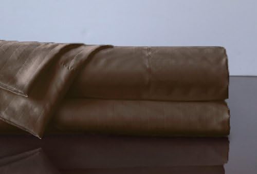 King Size Coffee 500 Thread Count 100% Cotton Sateen Dobby Stripe Sheet Set