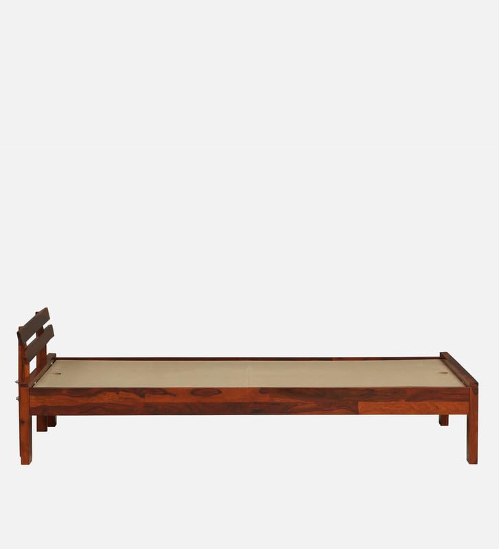 Image of Solid Sheesham Wood Admire Single Bed Without Storage | Wooden Single Bed Cot Palang Furniture for Bedroom Living Room Home and Hotel (Honey Oak Finish)