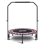 Newan 40" Silent Mini Trampoline with Adjustable Handle Bar Fitness Trampoline Bungee Rebounder Jumping Cardio Trainer Workout for Adults - Max Limit 330 lbs