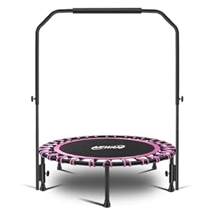 Newan 40″ Silent Mini Trampoline with Adjustable Handle Bar Fitness Trampoline Bungee Rebounder Jumping Cardio Trainer Workout for Adults – Max Limit 330 lbs