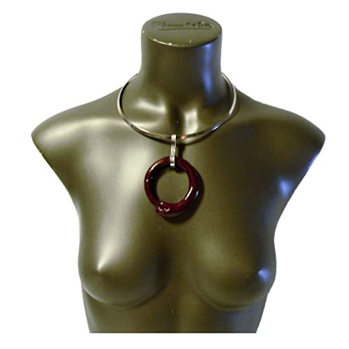 Pendentif céramique Ouroboros rubis anti-ternissement et métal argent