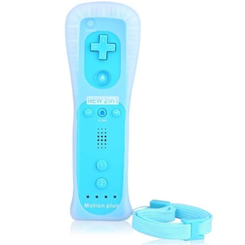 ChamZA Built-in Motion Plus 2 in 1 Wireless Remote Controller Gamepad for Wii/Wii U (Sky Blue)