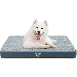 VANKEAN Tapis Lavable pour Chien (Chaud et Doux), Housse Amovible et Doublure intérieure Imperméable, Tapis Réversible pour Chien, Matelas pour Soulagement des Articulations, Marine/Gris