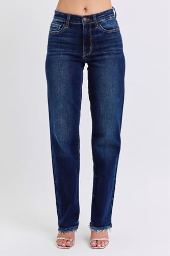 Judy Blue Women's Raw Hem Straight Leg Jeans2