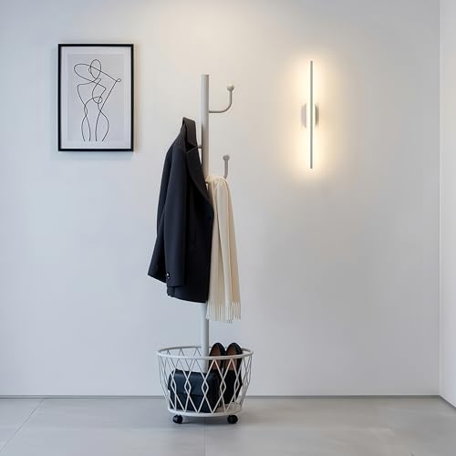 CBBZJY Off-White Moveable Cactus Metal Coat Rack with Basket Freestanding by CBBZJY - Image 4
