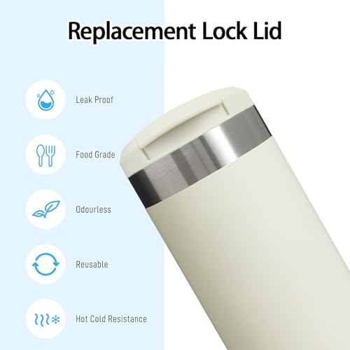 VANEST 1 Pack Replacement Lid Compatible with Stanley AeroLight Transit Bottle 12oz 16oz 20oz, Travel Mug Cap Locking Drink Through Top, Leak Resistant BPA Free Accessories (White)