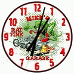 Garage Wall Clock 10 Inch Vintage Wooden Round Wall Clock Battery Operated Large Wall Clock Silent...