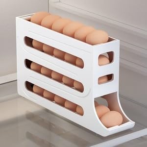 4-Tier Scrolling Egg Rack Holder Stora Box Container Stora Box Refrigera-wq