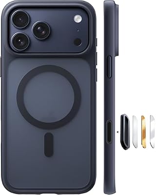 TORRAS Stronger Magnetic & Shockproof for iPhone 17 Pro Max Case, Fit for MagSafe, Military Grade Drop Protection, Camera Control, DIY Button, Slim for iPhone 17 Pro Max Case Translucent Matte Black